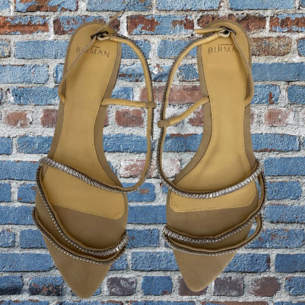 Alexandre Birman  Alana Crystal Suede Slingback Flat Sandals-Size 8 1/2